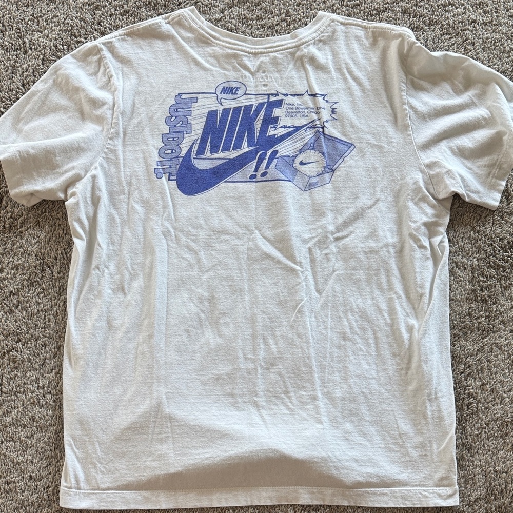 Nike White Tee with Blue Graphic